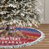 Netherlands Christmas Personalized Tree Skirt Santa Riding Lion Fijne Kerstdagen - Wonder Print Shop