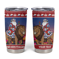 Netherlands Christmas Personalized Tumbler Cup Santa Riding Lion Fijne Kerstdagen - Wonder Print Shop