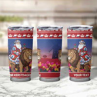 Netherlands Christmas Personalized Tumbler Cup Santa Riding Lion Fijne Kerstdagen - Wonder Print Shop