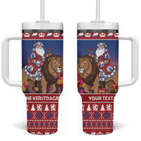 Netherlands Christmas Personalized Tumbler With Handle Santa Riding Lion Fijne Kerstdagen - Wonder Print Shop
