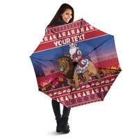 Netherlands Christmas Personalized Umbrella Santa Riding Lion Fijne Kerstdagen - Wonder Print Shop