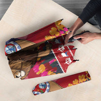 Netherlands Christmas Personalized Umbrella Santa Riding Lion Fijne Kerstdagen - Wonder Print Shop