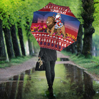 Netherlands Christmas Personalized Umbrella Santa Riding Lion Fijne Kerstdagen - Wonder Print Shop