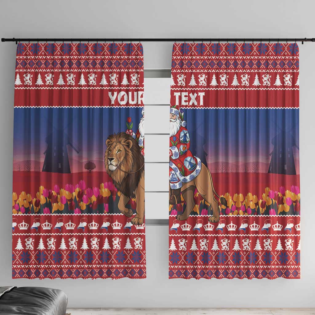 Netherlands Christmas Personalized Window Curtain Santa Riding Lion Fijne Kerstdagen - Wonder Print Shop