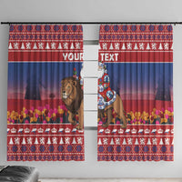 Netherlands Christmas Personalized Window Curtain Santa Riding Lion Fijne Kerstdagen - Wonder Print Shop