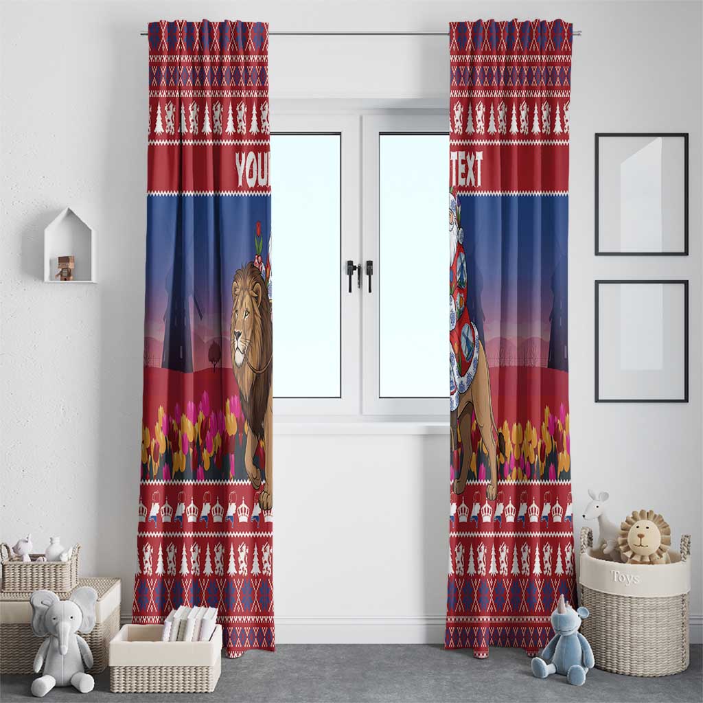 Netherlands Christmas Personalized Window Curtain Santa Riding Lion Fijne Kerstdagen - Wonder Print Shop