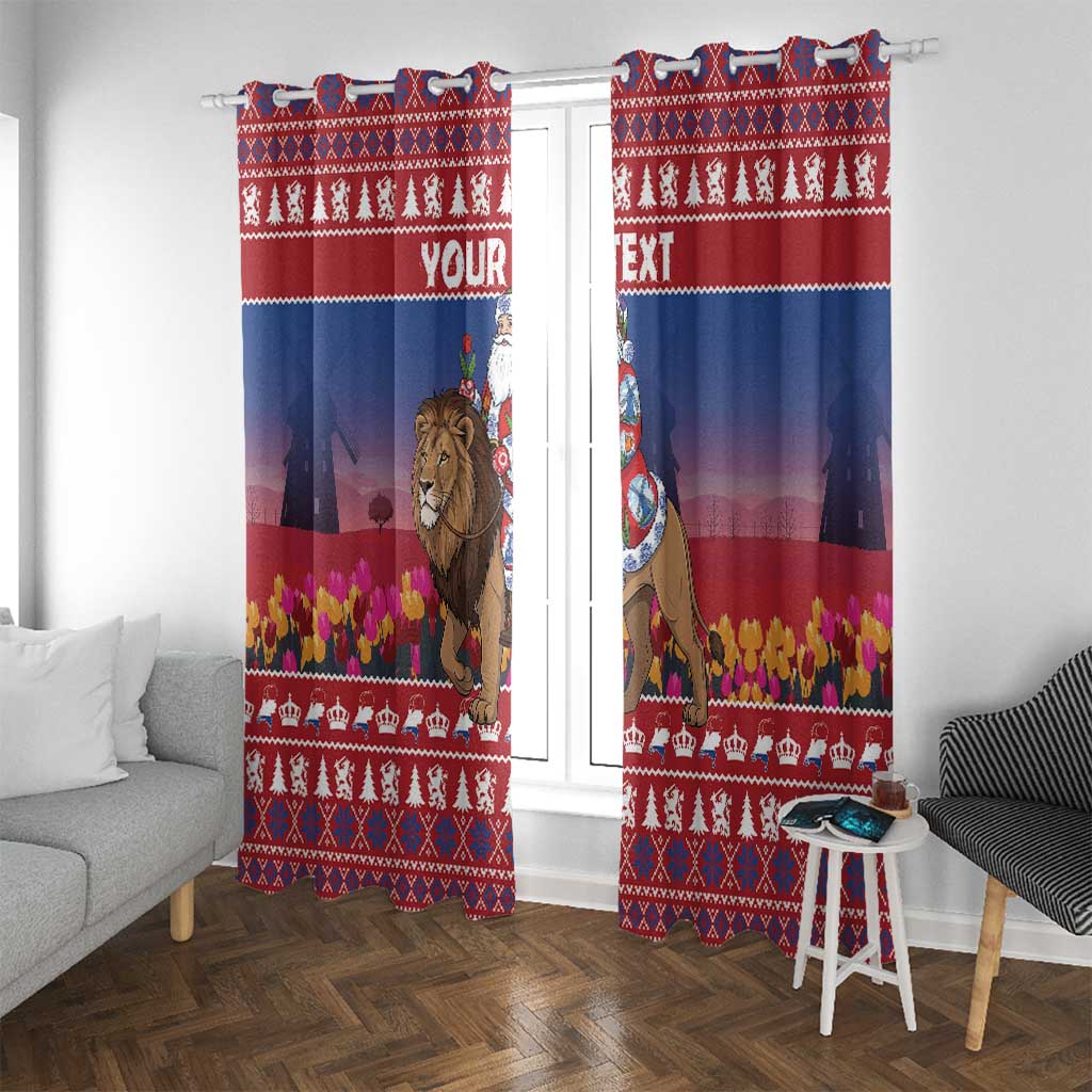 Netherlands Christmas Personalized Window Curtain Santa Riding Lion Fijne Kerstdagen - Wonder Print Shop