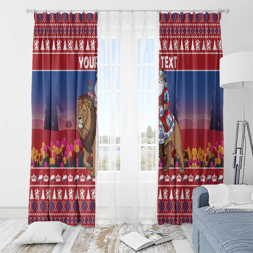 Netherlands Christmas Personalized Window Curtain Santa Riding Lion Fijne Kerstdagen - Wonder Print Shop