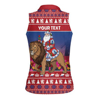 Netherlands Christmas Personalized Women Sleeveless Polo Shirt Santa Riding Lion Fijne Kerstdagen - Wonder Print Shop