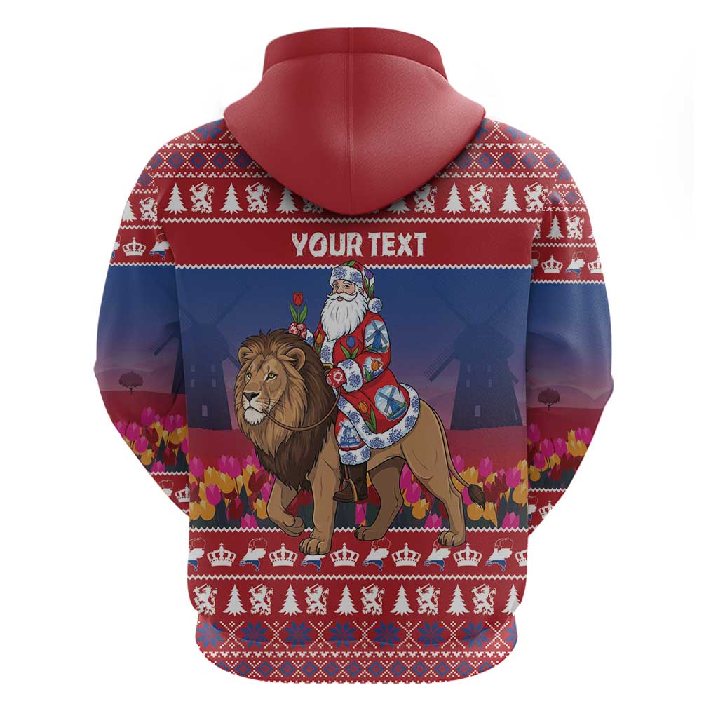 Netherlands Christmas Personalized Zip Hoodie Santa Riding Lion Fijne Kerstdagen - Wonder Print Shop