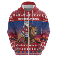 Netherlands Christmas Personalized Zip Hoodie Santa Riding Lion Fijne Kerstdagen - Wonder Print Shop