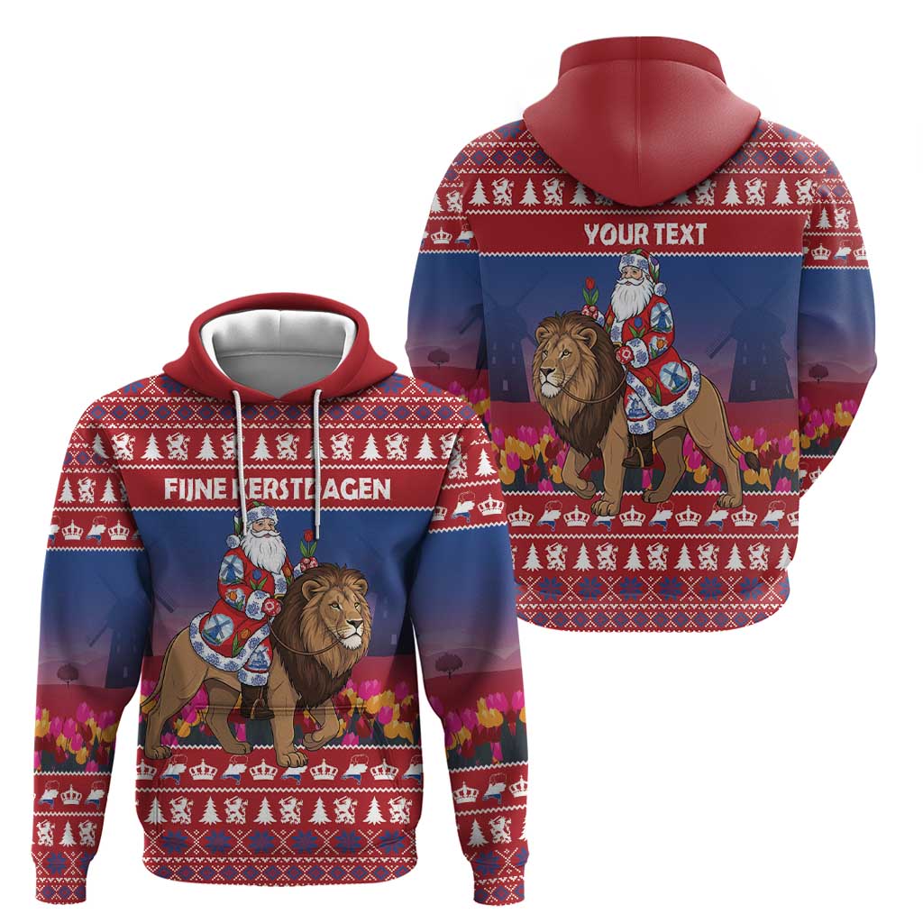 Netherlands Christmas Personalized Zip Hoodie Santa Riding Lion Fijne Kerstdagen - Wonder Print Shop