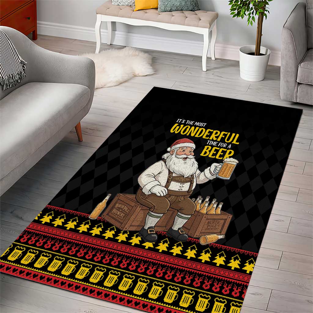 Funny Santa Claus Area Rug It's The Most Wonderful Time For A Beer - Wonder Print Shop