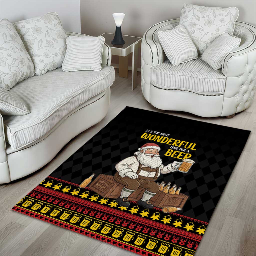 Funny Santa Claus Area Rug It's The Most Wonderful Time For A Beer - Wonder Print Shop