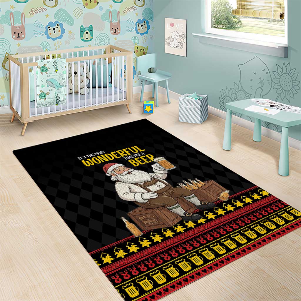 Funny Santa Claus Area Rug It's The Most Wonderful Time For A Beer - Wonder Print Shop