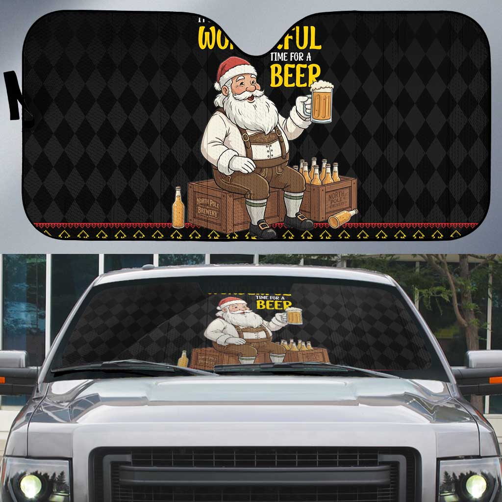Funny Santa Claus Auto Sun Shade It's The Most Wonderful Time For A Beer - Wonder Print Shop