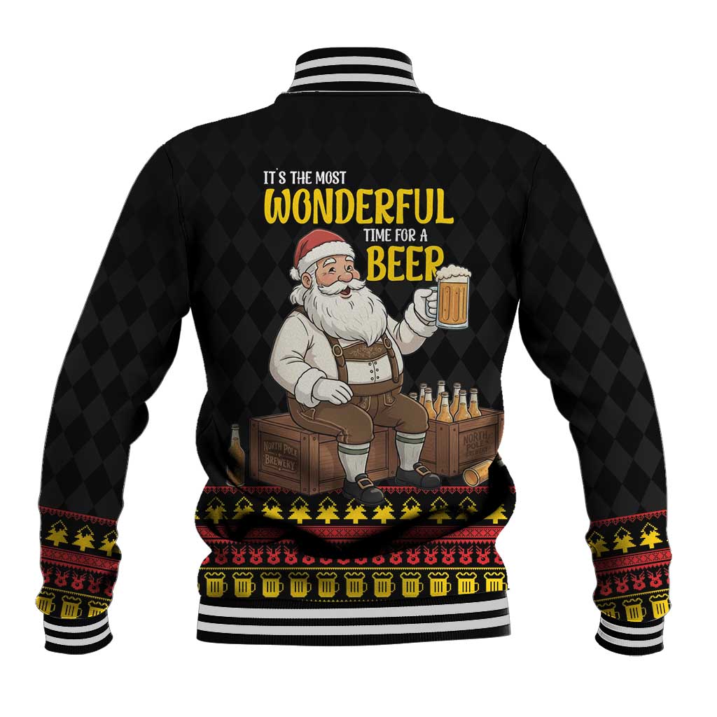 Funny Santa Claus Baseball Jacket It's The Most Wonderful Time For A Beer - Wonder Print Shop