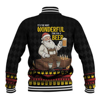 Funny Santa Claus Baseball Jacket It's The Most Wonderful Time For A Beer - Wonder Print Shop