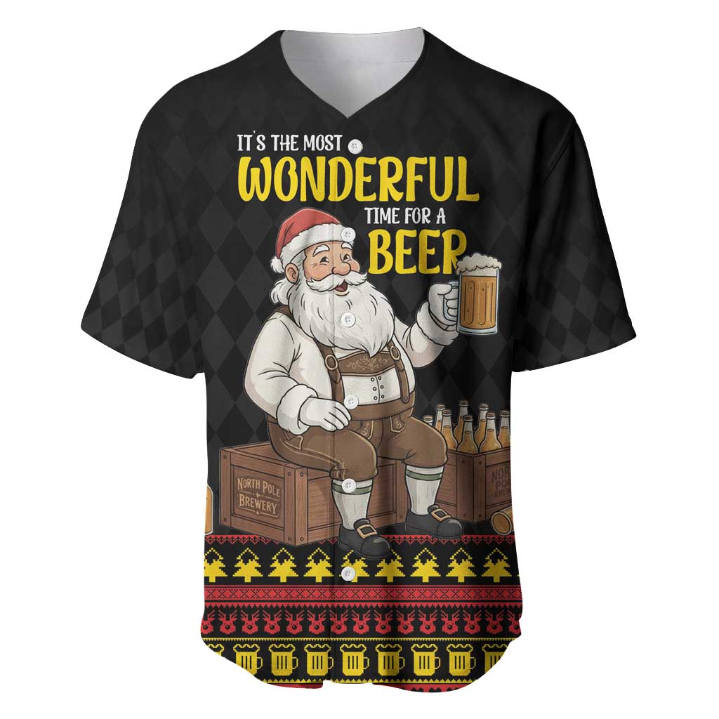 Funny Santa Claus Baseball Jersey It's The Most Wonderful Time For A Beer - Wonder Print Shop