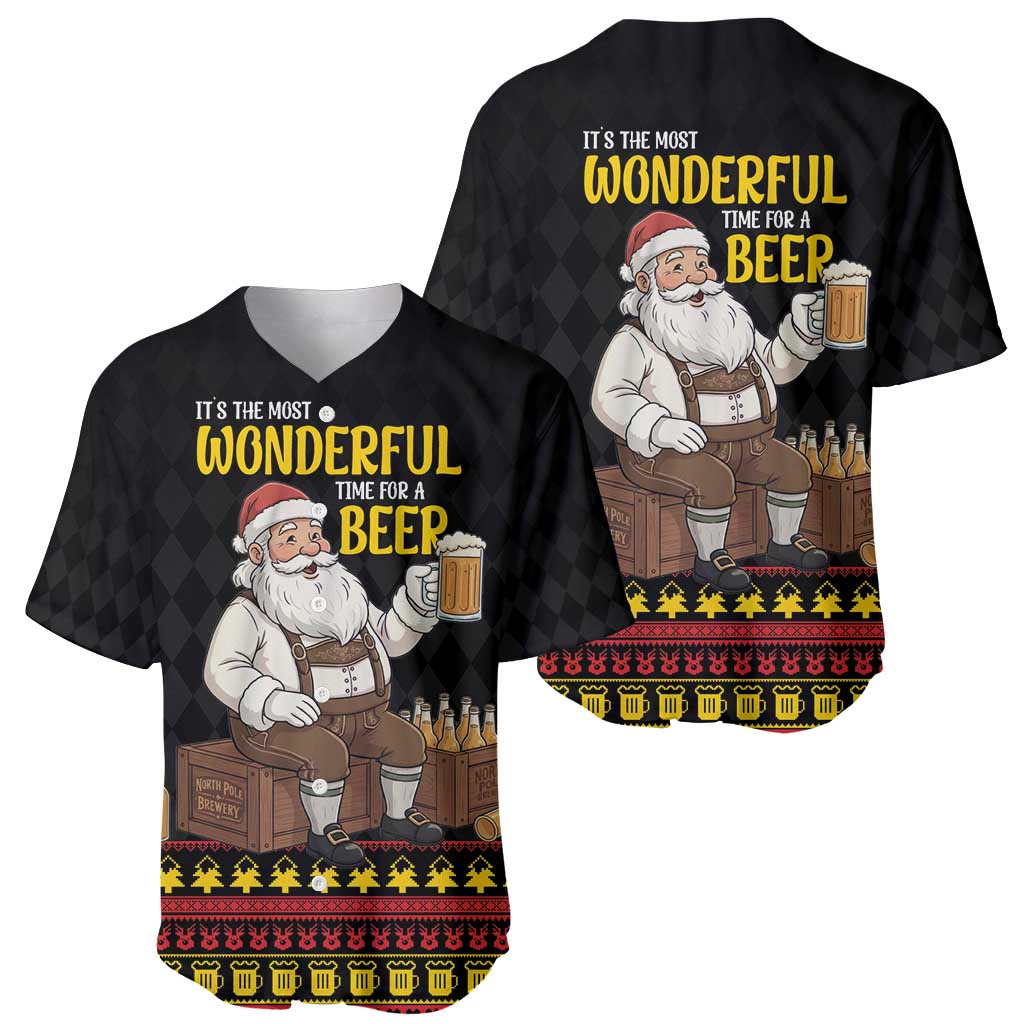 Funny Santa Claus Baseball Jersey It's The Most Wonderful Time For A Beer - Wonder Print Shop