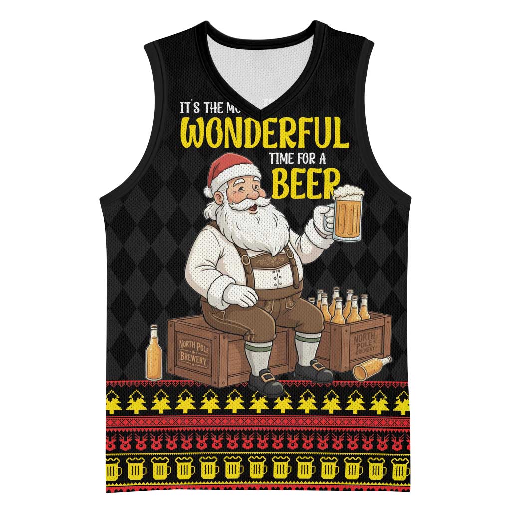Funny Santa Claus Basketball Jersey It's The Most Wonderful Time For A Beer - Wonder Print Shop