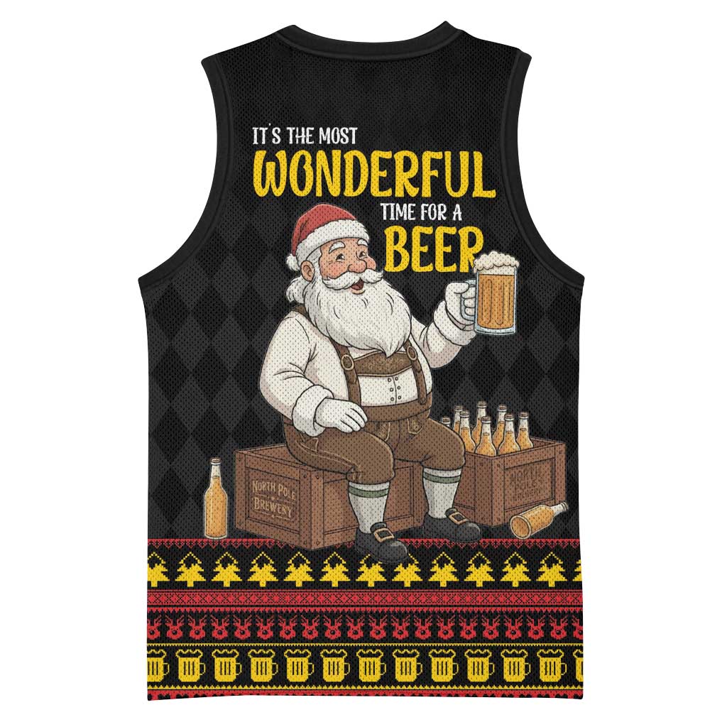 Funny Santa Claus Basketball Jersey It's The Most Wonderful Time For A Beer - Wonder Print Shop