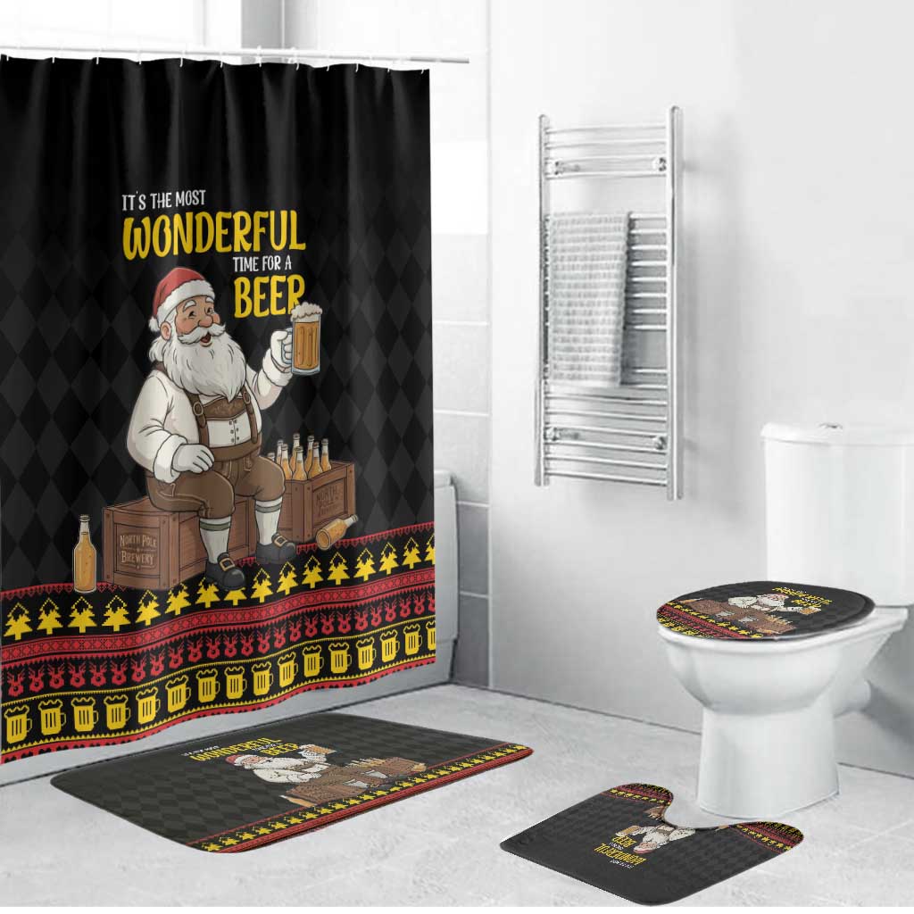 Funny Santa Claus Bathroom Set It's The Most Wonderful Time For A Beer - Wonder Print Shop