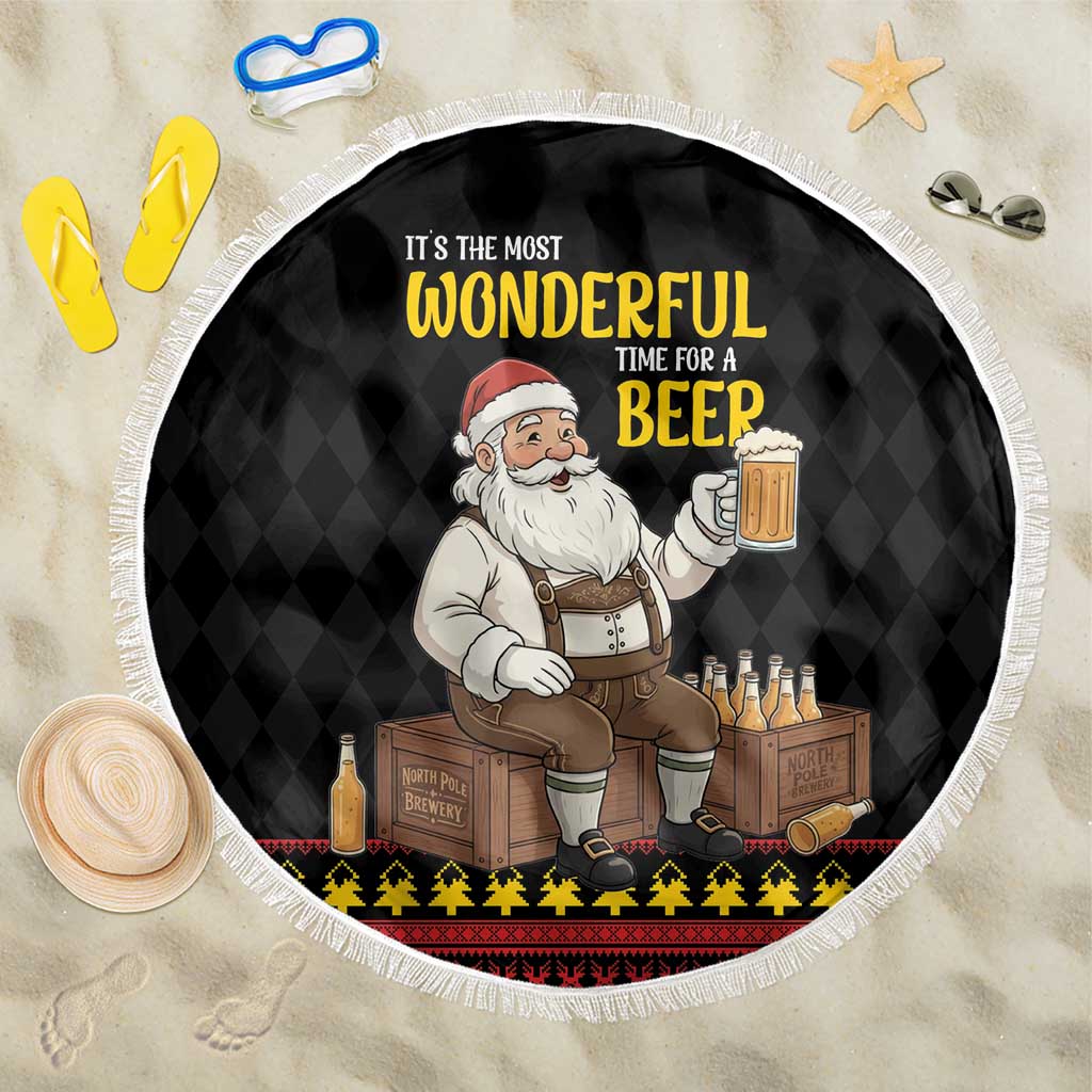 Funny Santa Claus Beach Blanket It's The Most Wonderful Time For A Beer - Wonder Print Shop