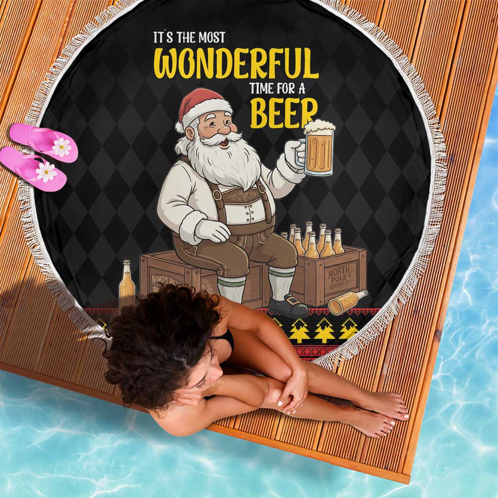 Funny Santa Claus Beach Blanket It's The Most Wonderful Time For A Beer - Wonder Print Shop