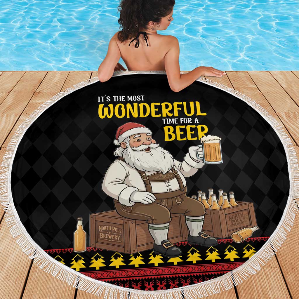 Funny Santa Claus Beach Blanket It's The Most Wonderful Time For A Beer - Wonder Print Shop