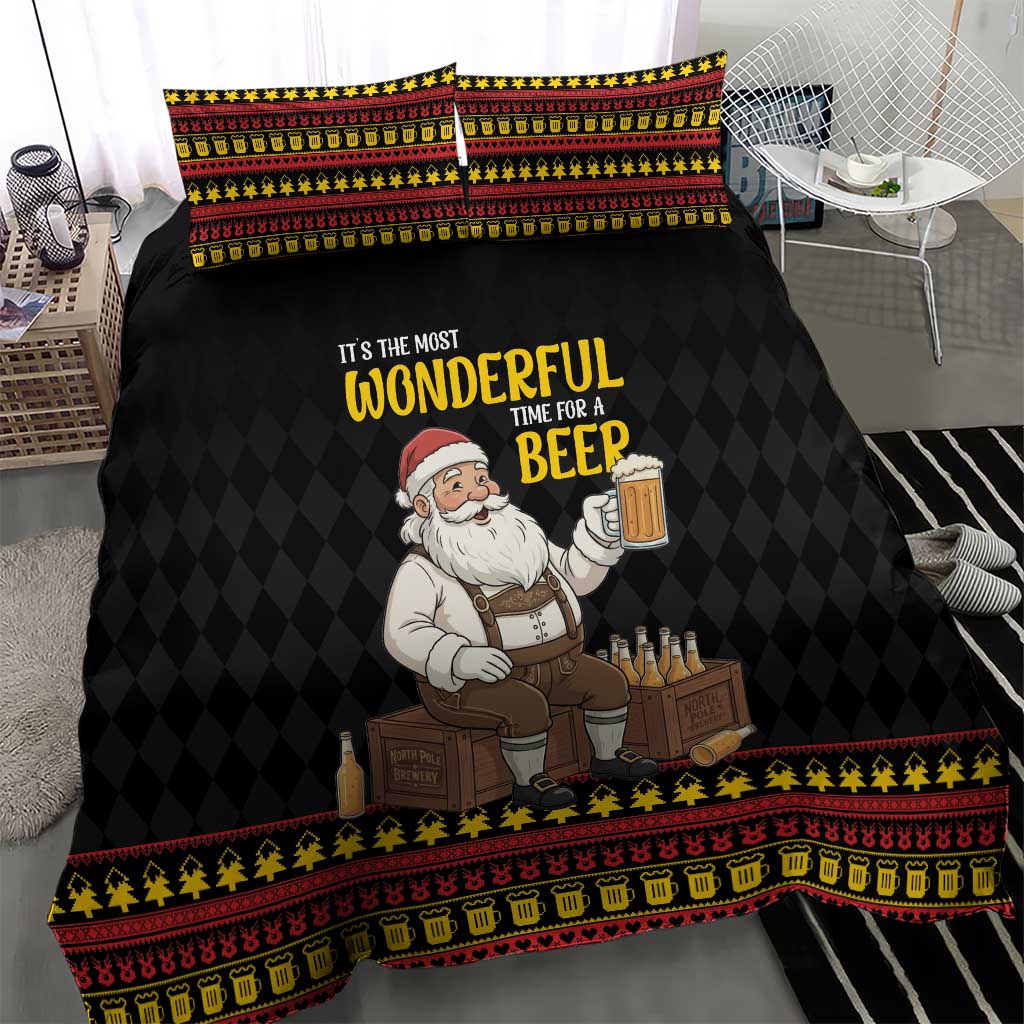 Funny Santa Claus Bedding Set It's The Most Wonderful Time For A Beer - Wonder Print Shop
