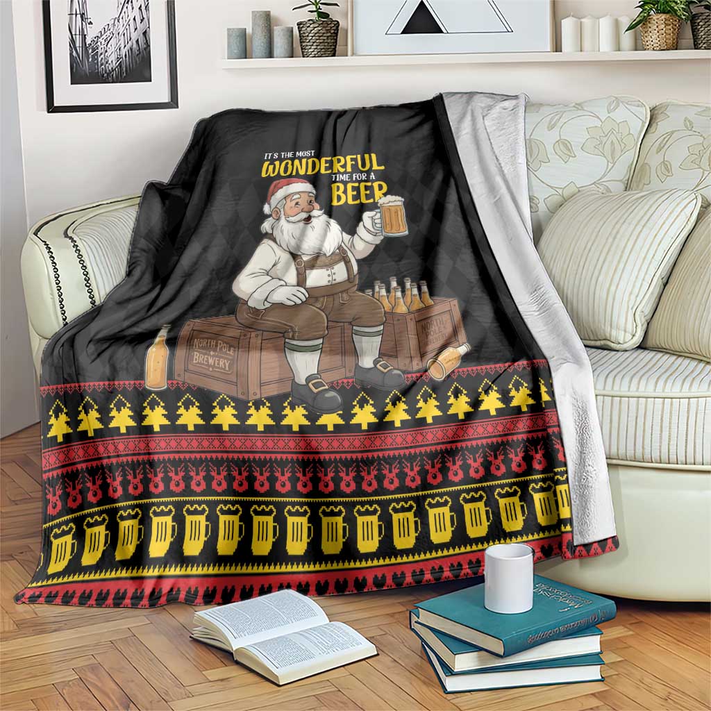Funny Santa Claus Blanket It's The Most Wonderful Time For A Beer - Wonder Print Shop
