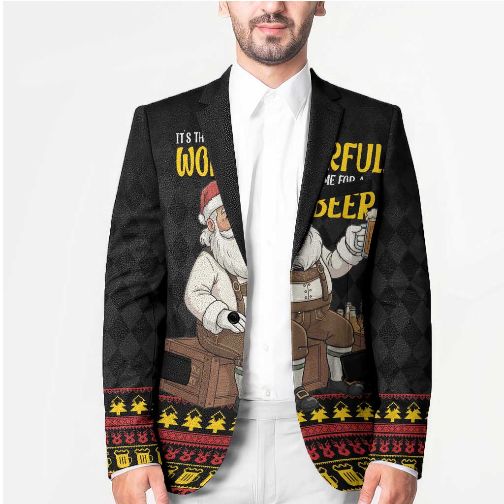Funny Santa Claus Blazer It's The Most Wonderful Time For A Beer - Wonder Print Shop