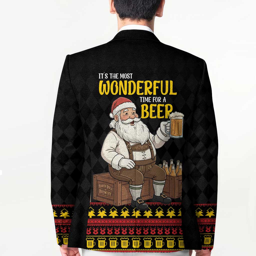 Funny Santa Claus Blazer It's The Most Wonderful Time For A Beer - Wonder Print Shop
