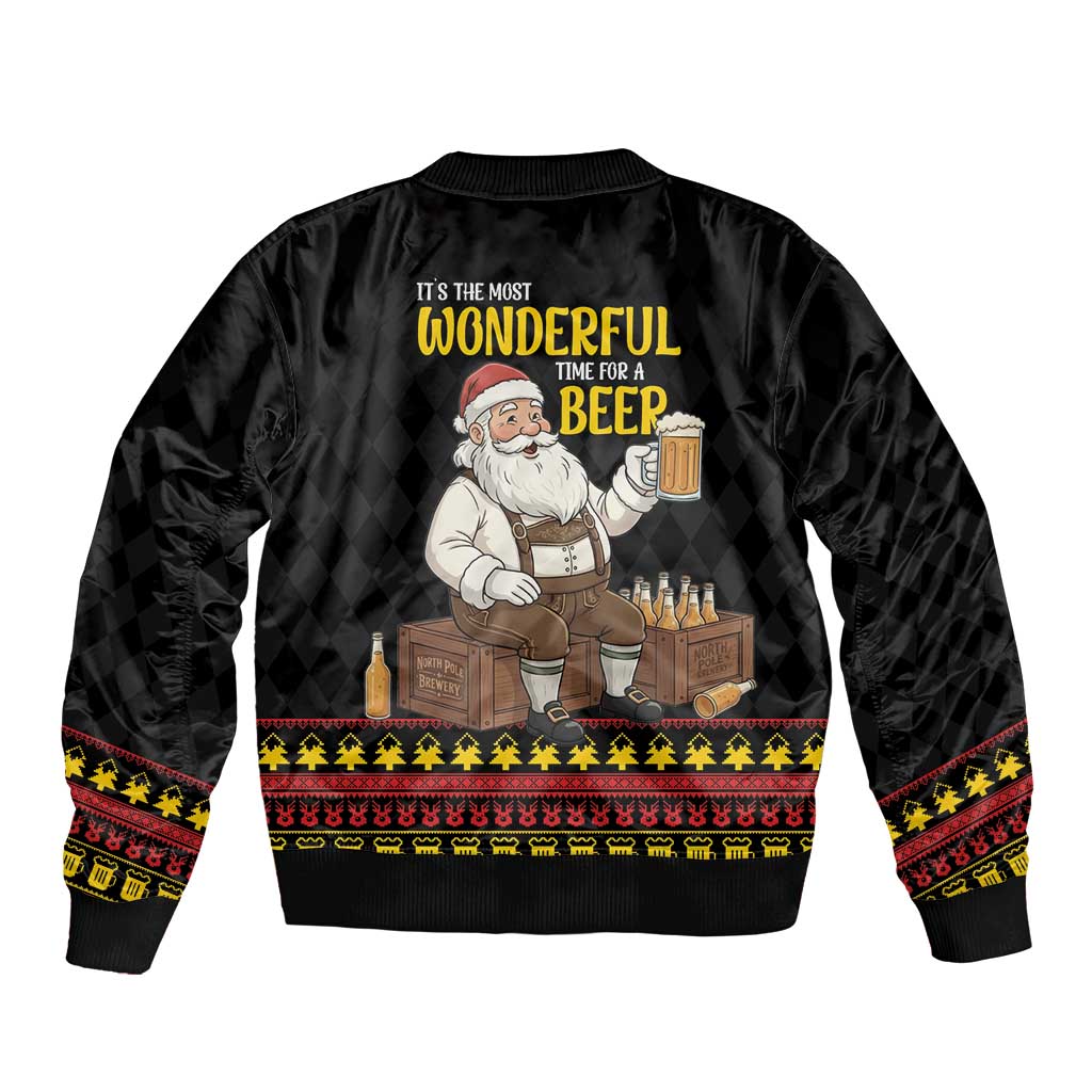 Funny Santa Claus Bomber Jacket It's The Most Wonderful Time For A Beer - Wonder Print Shop