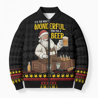 Funny Santa Claus Bomber Puffer Jacket It's The Most Wonderful Time For A Beer - Wonder Print Shop