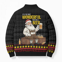 Funny Santa Claus Bomber Puffer Jacket It's The Most Wonderful Time For A Beer - Wonder Print Shop