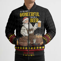 Funny Santa Claus Bomber Puffer Jacket It's The Most Wonderful Time For A Beer - Wonder Print Shop