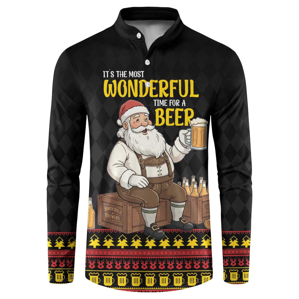 Funny Santa Claus Button Sweatshirt It's The Most Wonderful Time For A Beer - Wonder Print Shop