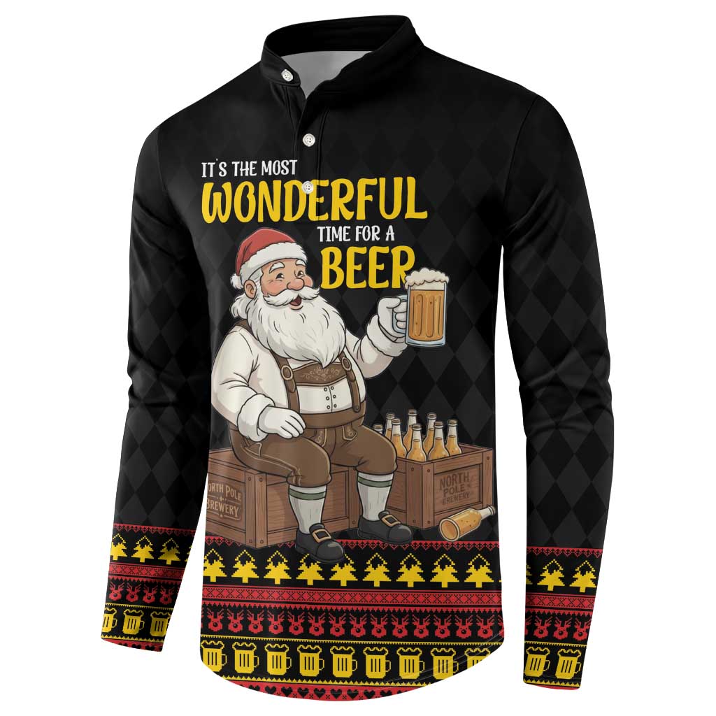 Funny Santa Claus Button Sweatshirt It's The Most Wonderful Time For A Beer - Wonder Print Shop