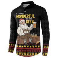 Funny Santa Claus Button Sweatshirt It's The Most Wonderful Time For A Beer - Wonder Print Shop