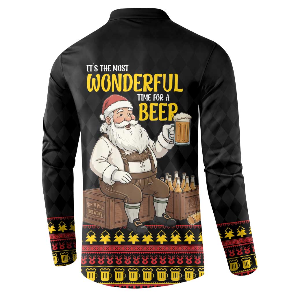 Funny Santa Claus Button Sweatshirt It's The Most Wonderful Time For A Beer - Wonder Print Shop