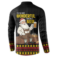 Funny Santa Claus Button Sweatshirt It's The Most Wonderful Time For A Beer - Wonder Print Shop