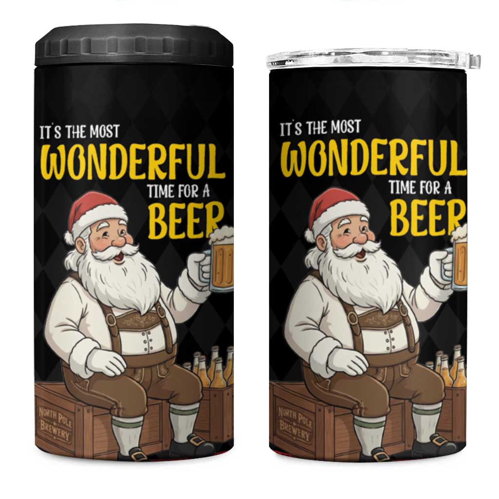 Funny Santa Claus 4 in 1 Can Cooler Tumbler It's The Most Wonderful Time For A Beer - Wonder Print Shop
