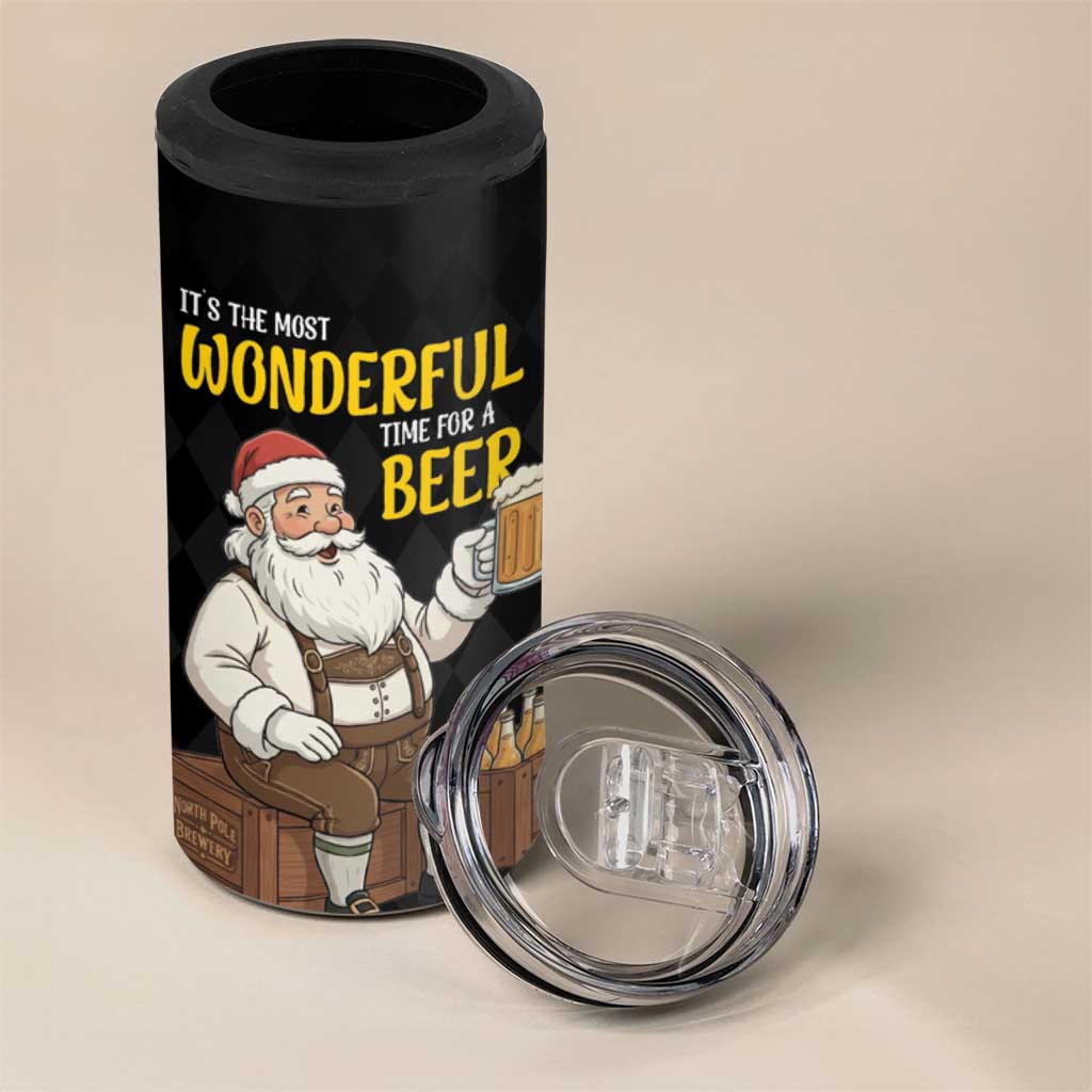 Funny Santa Claus 4 in 1 Can Cooler Tumbler It's The Most Wonderful Time For A Beer - Wonder Print Shop