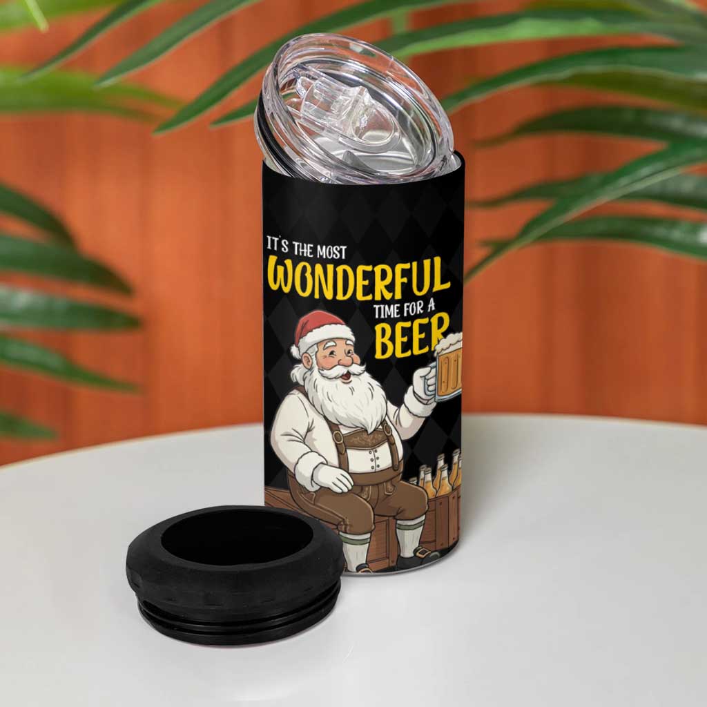 Funny Santa Claus 4 in 1 Can Cooler Tumbler It's The Most Wonderful Time For A Beer - Wonder Print Shop