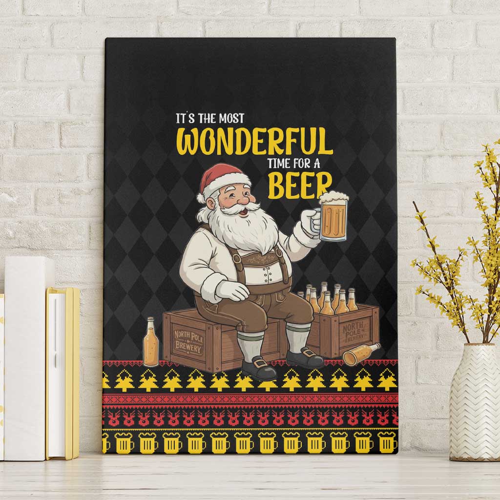 Funny Santa Claus Canvas Wall Art It's The Most Wonderful Time For A Beer - Wonder Print Shop