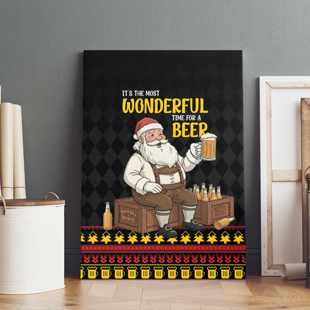 Funny Santa Claus Canvas Wall Art It's The Most Wonderful Time For A Beer - Wonder Print Shop