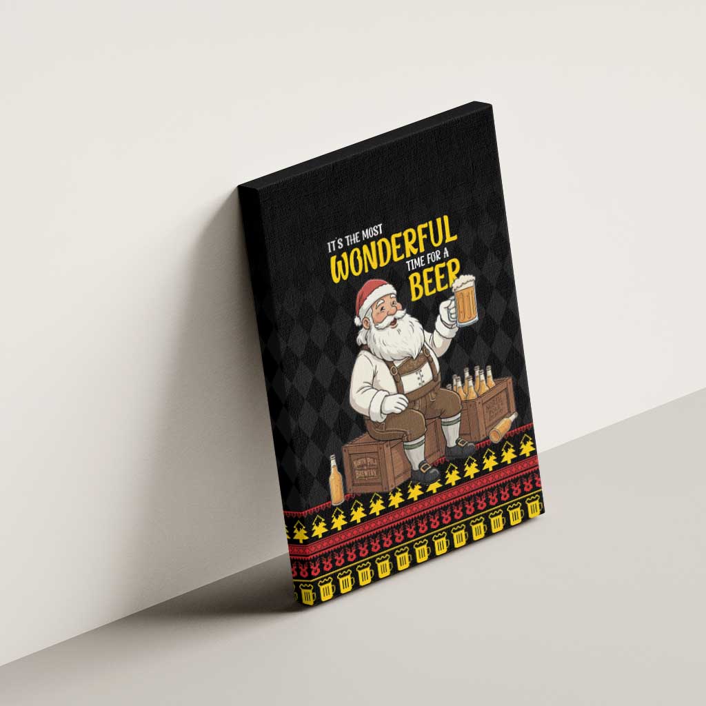 Funny Santa Claus Canvas Wall Art It's The Most Wonderful Time For A Beer - Wonder Print Shop