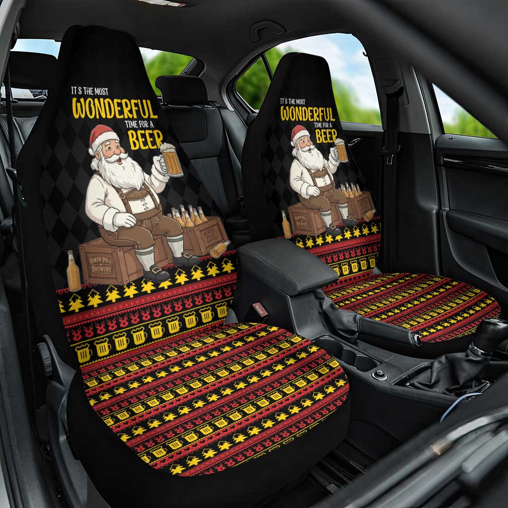 Funny Santa Claus Car Seat Cover It's The Most Wonderful Time For A Beer - Wonder Print Shop